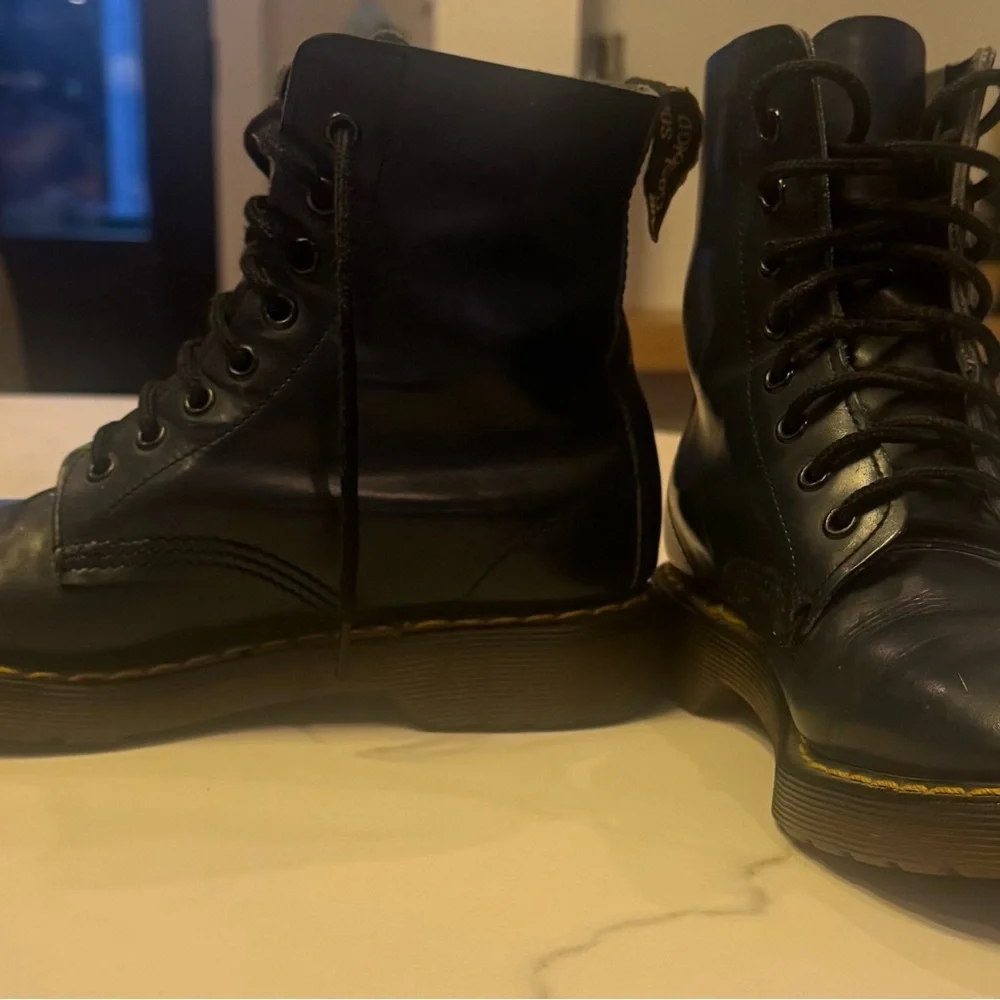 DOCTOR MARTENS Dark Blue Leather Combat Boots Women’s Size UK 4 / US 6/ EU 37 - Picture 13 of 15